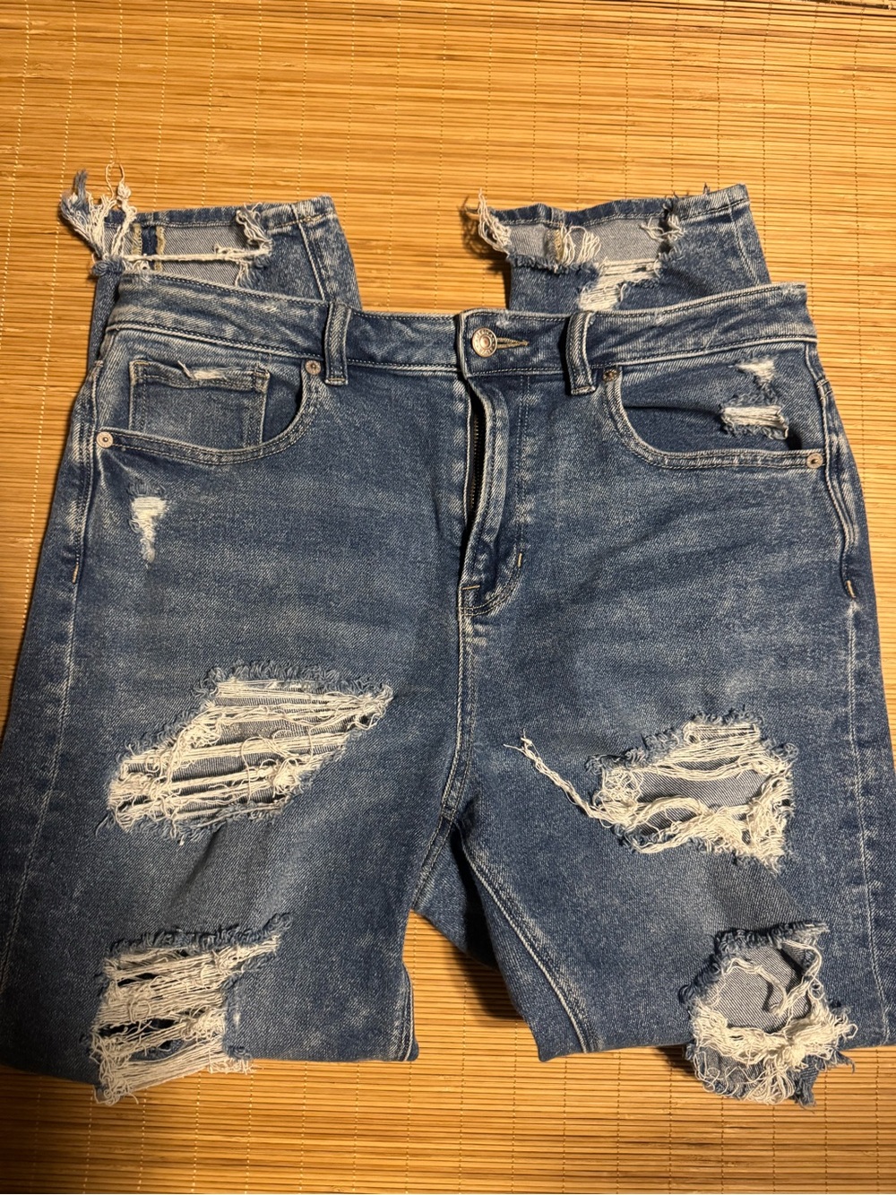 American Eagle Outfitters Distressed Blue Straight Jeans